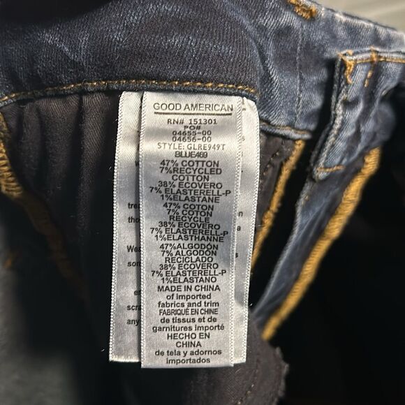 Good American Good Legs Skinny Jeans Raw Hem Dark Wash - Picture 9 of 10